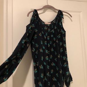 Cold shoulder silk top